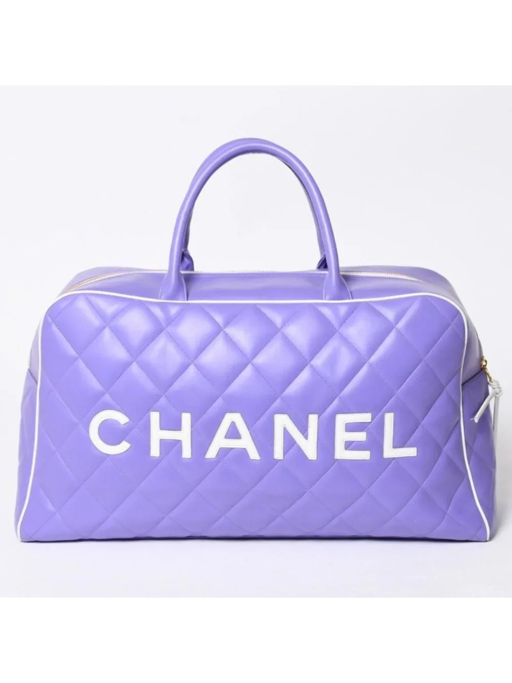 Chanel Boston Bag Sports Line Quilted Purple Gold